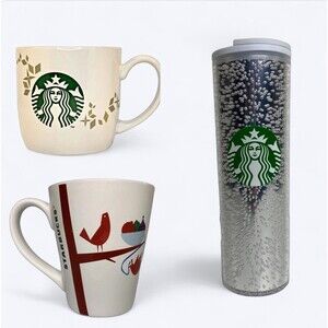 3‎ Starbucks Holiday Mugs Tumbler 2011 Mermaid 2013 Partridge 2020 Bubble Xmas